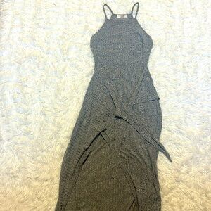 Gray high-low dress, tie-waist, S